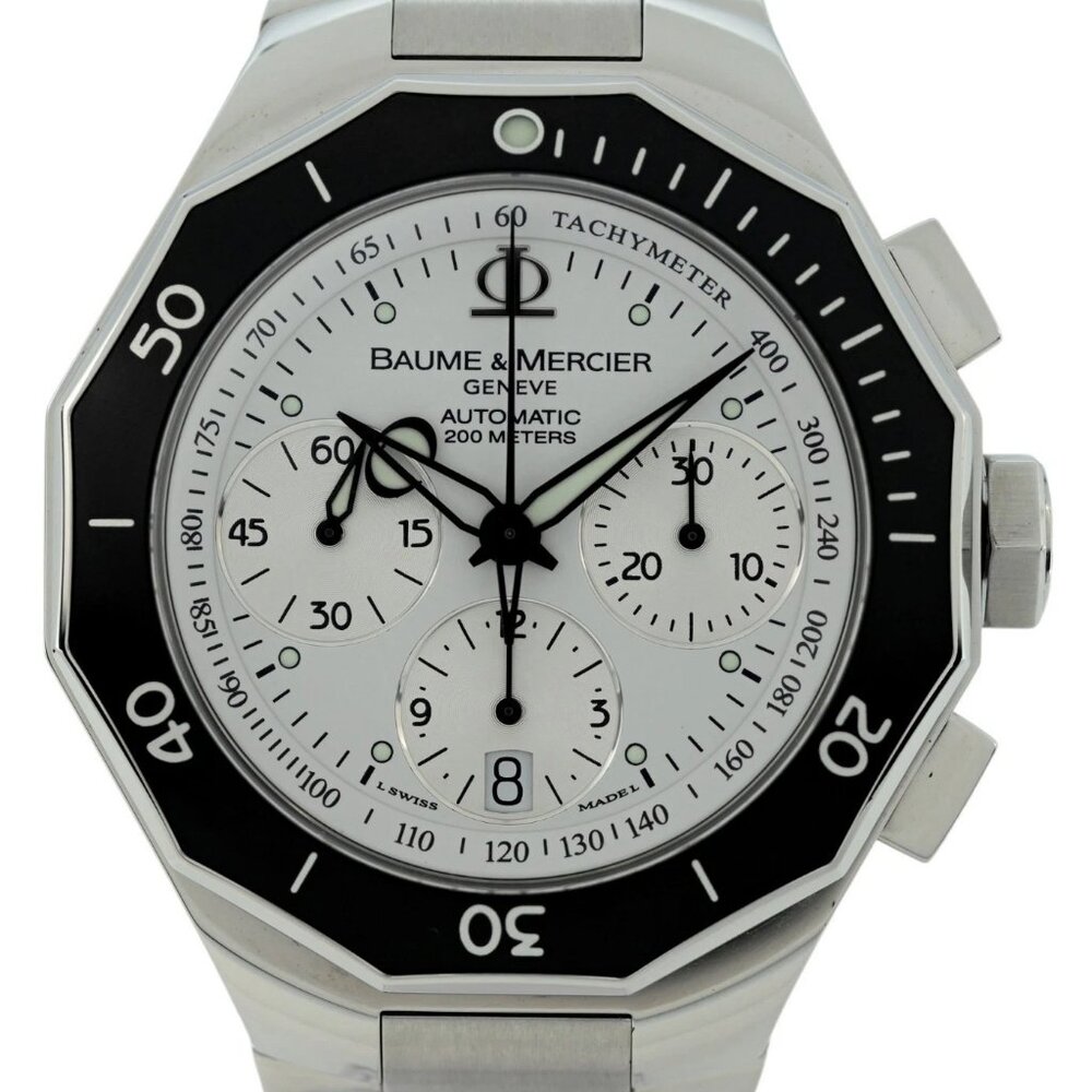 Baume Mercier 43mm Men's Riviera White Dial Automatic Chronograph Watch
